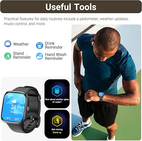 S7 Smart Watch Bluetooth Call 1.85 Inch Ultra HD Screen,Dynamic Dials Messages Push 100+ Sports Modes,Detect Human Health (Heart Rate,Blood Oxygen) with High Battery Life,Touch Function