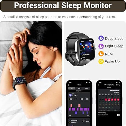 S7 Smart Watch Bluetooth Call 1.85 Inch Ultra HD Screen,Dynamic Dials Messages Push 100+ Sports Modes,Detect Human Health (Heart Rate,Blood Oxygen) with High Battery Life,Touch Function