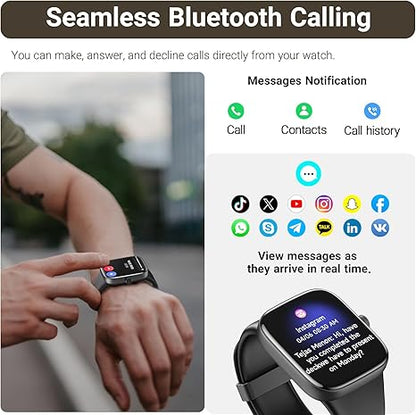 S7 Smart Watch Bluetooth Call 1.85 Inch Ultra HD Screen,Dynamic Dials Messages Push 100+ Sports Modes,Detect Human Health (Heart Rate,Blood Oxygen) with High Battery Life,Touch Function